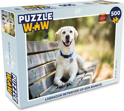 Puzzel Labrador Retriever op een bankje - Legpuzzel - Puzzel 500 stukjes