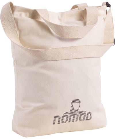 NOMAD® Shopper Bio-Katoen 41x39 cm | Beige | Duurzame Tote Bag 12L | Magnetische Sluiting + Ritsvak | Schouderband + Handvatten