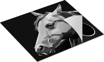 Chefcare Inductie Beschermer Kleurrijke Paardenkop - Paard - Abstract - Zwart Wit - 60x50 cm - Afdekplaat Inductie - Kookplaat Beschermer - Inductie Mat
