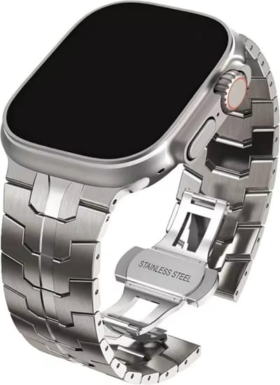 CHPN - RVS bandje Geschikt voor Apple Watch - 42/44/45/46/49MM - Smartwatchband - Vlindergesp - Hip bandje voor jouw Apple Watch - Tiutaniumkleurig