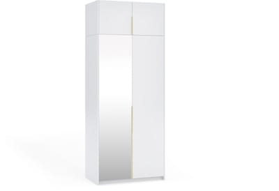 Kledingkast Apollonia I met Spiegel 100 x 250 cm (wit, gouden handgrepen)
