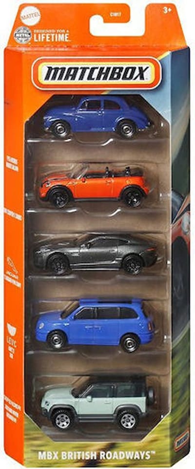 MATCHBOX 5 IN BOX MBX BRITISCH ROADWAY'S METAL (1:64) 5 PACK MINI CABRIO TAXI LAND ROVER JAGUAR