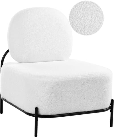 LUNDE - Fauteuil - Wit - Bouclé