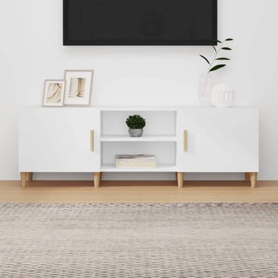 Tv-kast - Entertainment meubel - Media opslag - Stevig gemanipuleerd hout - 150x30x50 cm - Wit