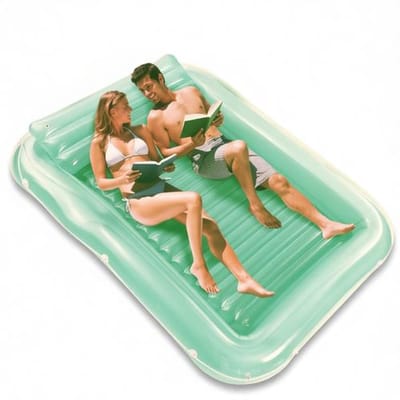 Opblaasbaar ligbed voor bruinen - 200 x 140 cm - XL - met bekerhouders en afneembare hoofdsteun - muntgroen