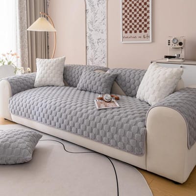 Konijn Pluche Bankhoes Universeel Ruit Antislip Verdikt Woonkamer Bankhoes Warm Flanel Bankkussen Armleuning Rugleuning Handdoek 70x70cm 1pcs