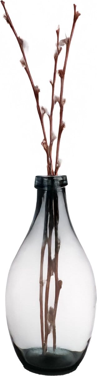 Hakbijl glass Bloemenvaas Luna Elegance - transparant helder glas - D19 x H37 cm - sierlijk flessenhals model - mondgeblazen