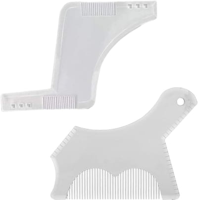 Sjablonen voor baardkam - 2 stuks baardsjablonen voor heren, perfecte stylingtool voor uitlijnen en trimmen van baarden, transparant en gebruiksvriendelijk
