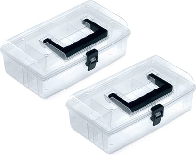 Kistenberg Sorteerbox koffer - 2x - 5 vaks - kunststof - transparant - 24 x 15 x 8.5 cm