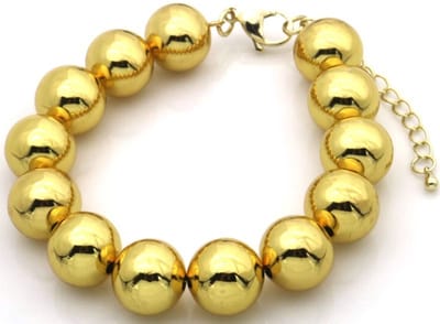 Armband voor Vrouwen - Grote kralen 12mm - Goudkleurig - verstelbaar - 21cm
