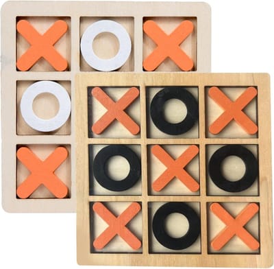Houten Tic Tac Toe - Kruisje en Nulletje - Strategisch Spelen - Draagbaar Reisspel - 14 x 14 cm