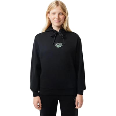 Lacoste Dames/Dames geborduurde Logo Hoodie met lange mouwen (Zwart)