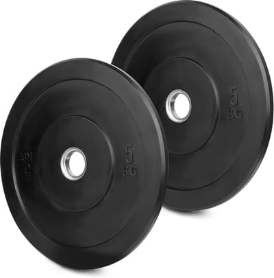 Bumper Platen voor Halterstangen - Massief Rubber en Schokabsorberend - Set van 2 Gewichtsschijven voor Thuisgym - Zwart