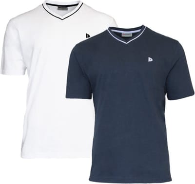 2-Pack Donnay - T-shirt (Jason) - Sportshirt - V- Hals shirt - Heren - White/Navy (907) - maat S