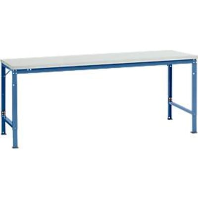 Manuflex basistafel UNIVERSAL Speciaal, 2000 x 1000 mm, melamine lichtgrijs, briljantblauw