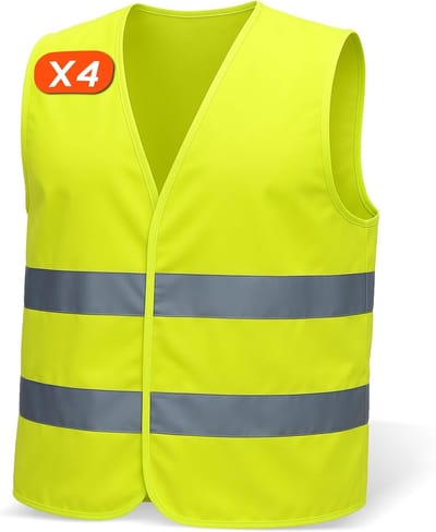 Dailygoods- Veiligheidshesjes Set van 4 - Hoge Zichtbaarheid - Dubbele Reflecterende Strips - Lichtgewicht & Ademend - Maat XL - Herbruikbaar & Machinewasbaar - Veiligheidsvesten