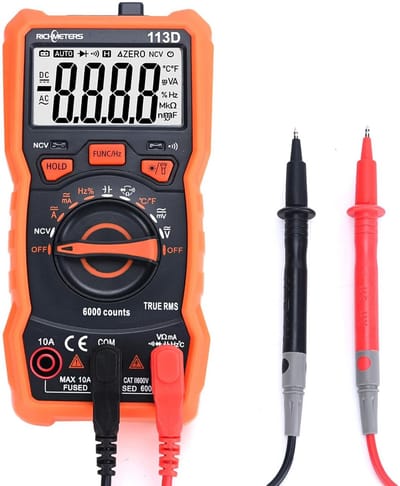 Digitale Multimeter 6000 Telt Auto Ranging - Meet AC/DC Spanning Stroom Weerstand Capaciteit Temperatuur en Continuïteit met LCD Achtergrondverlichting