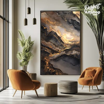MIDNIGHT GOLD DUST - Wanddecoratie 60x80 cm - Aluminium - Luxe Kunst aan de Muur