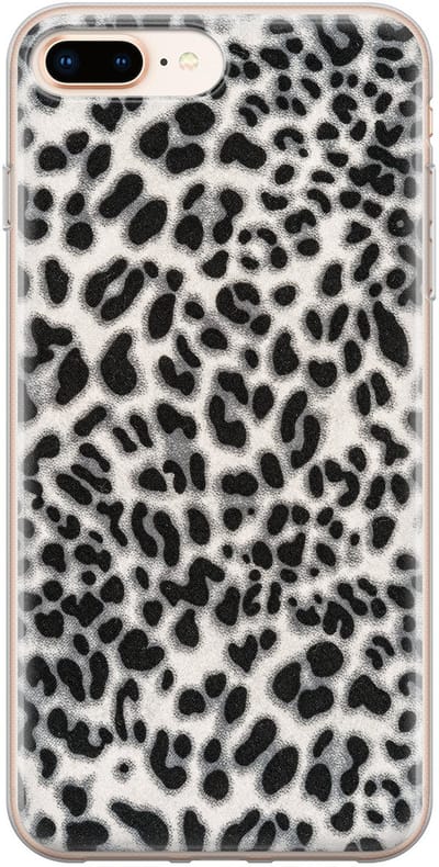 Leuke Telefoonhoesjes - Geschikt voor iPhone 8 Plus - Luipaard grijs - Soft case - TPU - Grijs