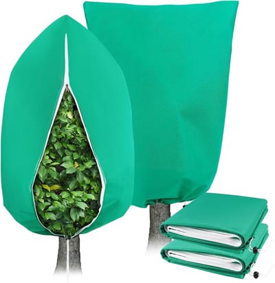 Set van 2 Grote Frostbeschermhoezen 80 x 120 cm met Rits en Koord voor Buiten in de Winter, Bescherming tegen Kou en Vorst