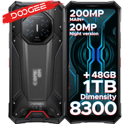 DOOGEE S300 Plus 5G robuuste telefoon 6,78 inch 200MP camera Dimensity 8300 48GB (12+36GB) RAM 1TB ROM 11000mAh batterij Android 16 120W snelladen Mobiele telefoons