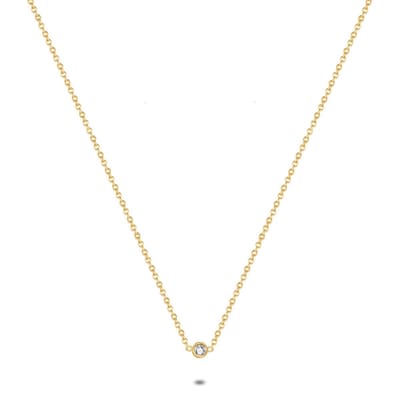 Twice As Nice Halsketting in goudkleurig edelstaal, 1 kristal, 4 mm 40cm+5cm