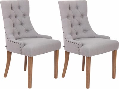 CLP Aberdeen Set van 2 eetkamerstoelen - Zonder armleuning - Hout - Stof - grijs antiek licht
