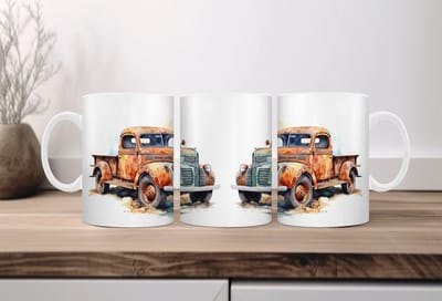Auqarel koffiemok Retro Truck 2
