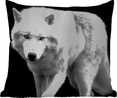 Tuinkussen - Wolf - Dier - Zwart - Wit - 40x40 cm - Weerbestendig