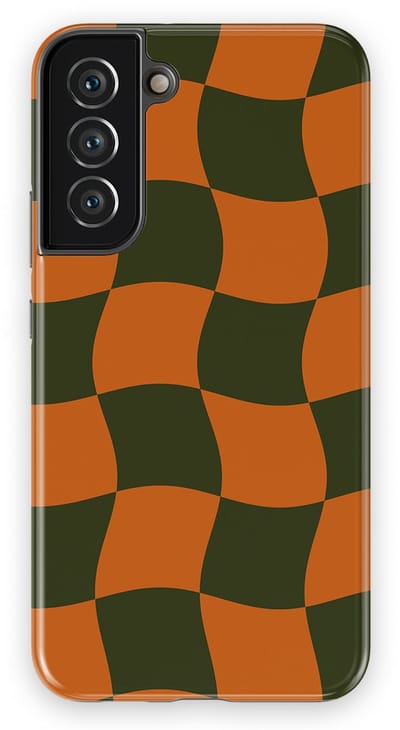 Checkered Warp Hoesje Samsung Galaxy S22 Plus | Geschikt Voor Mag | Uniek Design Hoesje | Beschermhoes Samsung Galaxy S22 Plus Pumpkin Pulse