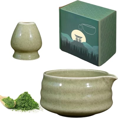 Complete Matcha Theeset met Klopper en Poederhouder, Ideaal voor Matcha Ceremonie en Thee-ervaring