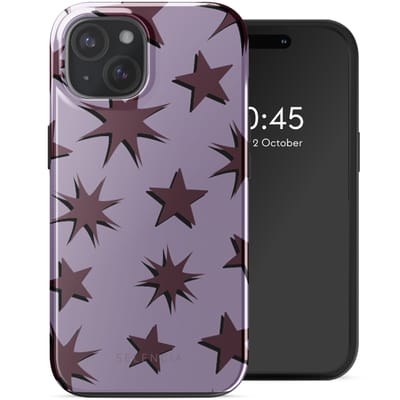 Selencia Hoesje - Geschikt voor Apple iPhone 15 - Backcover geschikt voor MagSafe - Stars Plum Lilac