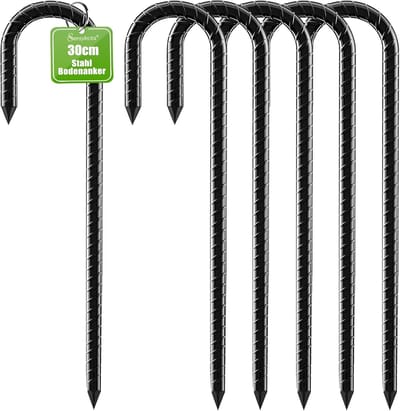 Grondanker Haringen - Tentpennen Aardnaal - Stabiel Bevestigen - Verzinkt Staal - 30 cm Lengte - Zwart