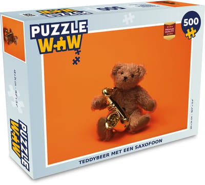 Puzzel Teddybeer met een saxofoon - Legpuzzel - Puzzel 500 stukjes