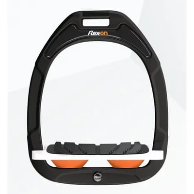 Ingelopen Zwart/Wit/Oranje Stijgbeugels Flex-On Green Composite