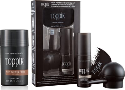 Toppik Hair Fibers Starterset Kastanjebruin - Toppik Hair fibers 12 gram + Toppik Toolkit - Alles voor direct vol haar en een perfecte applicatie