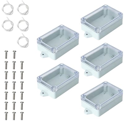 Set van 5 Waterdichte Aansluitdozen, Kleine Opbouwdozen van Kunststof met Transparante Deksel, Ideaal voor Elektrische Projecten en Bescherming van Verbindingen, 8.5 x 5.8 x 3.2 cm