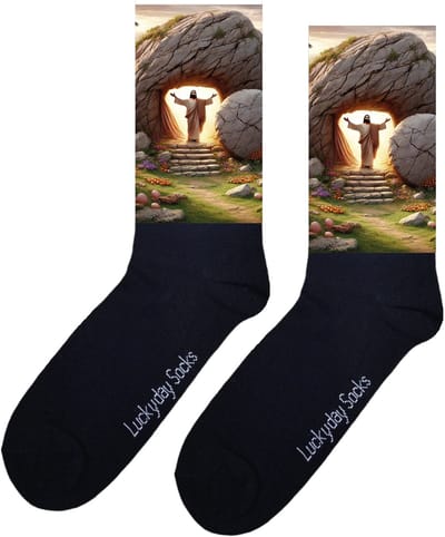 LuckyDay Socks - Jezus - Psalm 19 15C - Verjaardag cadeau - Kerst sokken - Geloof - God - Bidden - Beterschap - Leuke sokken voor heren en dames - Cadeau voor hem en haar - Kerstcadeau - Rots - Hoop - Paas cadeau - Socks maken Happy - Maat 37-44