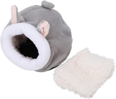 Hamster Slaapnest - Knaagdier Mandje - Dieren Warm Houden - Zacht Katoen Ontwerp - 12x10x9 cm - Grijs