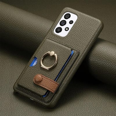 Ring Lederen Telefoonhoesje voor Samsung Galaxy S25 23 S21 FE S24 Ultra S22 Plus A54 A15 A25 A35 A55 Portemonnee met Kaarthouder Cover Galaxy S22