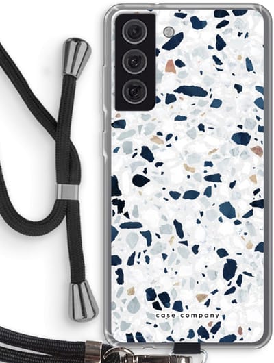 Case Company® - Hoesje met koord geschikt voor Samsung Galaxy S21 FE hoesje met Koord - Terrazzo N°1 - Telefoonhoesje met Zwart Koord - Bescherming aan alle Kanten en Over de Schermrand