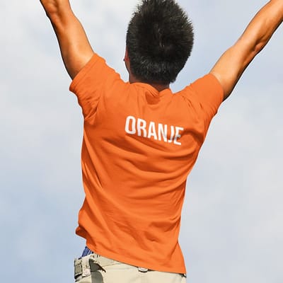 Oranje EK WK Koningsdag T-Shirt met tekst Oranje Back (HEREN - MAAT XS) | Oranje WK  Kleding / Shirts Uniseks Pasvorm