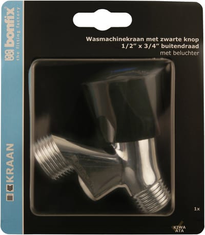 Bonfix Beluchterkraan - zonder keerklep 1/2 x 3/4 - met zwarte knop
