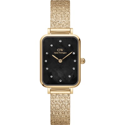 Daniel Wellington DW Watch Quadro Lumine Pressed Piano Black MoP Gold 20x26mm