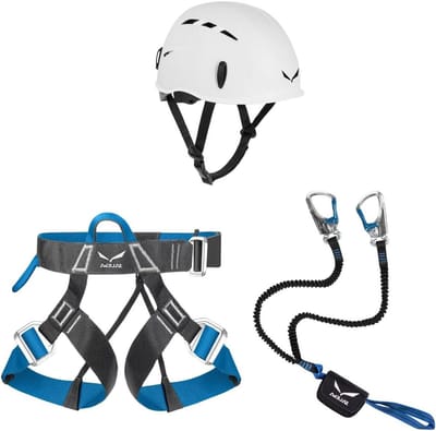 Klimset Veiligheid - Klettersteig set - Klimmen en hiken - Lichtgewicht en verstelbaar - 370 Gram - Grijs