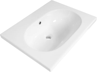 Saniclass Meubelwastafel - 60x47x3.5cm - overloop - 1 wasbak midden - zonder kraangat - keramiek - wit