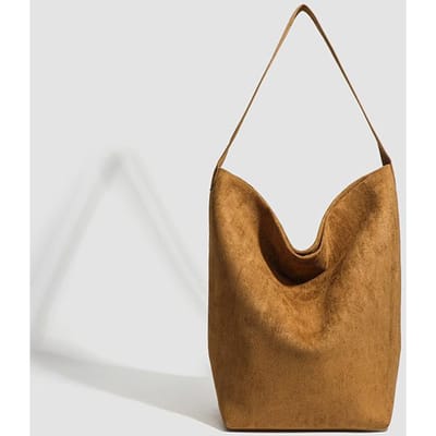 Mat Sueden Draagtas voor Dames In Herfst en Winter Casual Woon-werkverkeer Eénschouder Oksel Emmer Tas bruin