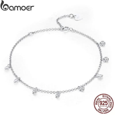 Bamoer 925 Sterling Zilver Eenvoudige Geometrische Kristal Zirconia Schakelketting Armbanden & Armbanden Voor Vrouwen Authentiek Zilveren Sieraden Scb103 white