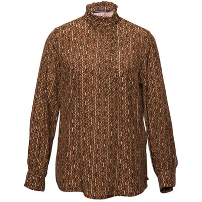 River Woods Ruffle Collar Ls Shirt Brown Maat: 34 | Blouses Outlet | Dames | Bruin