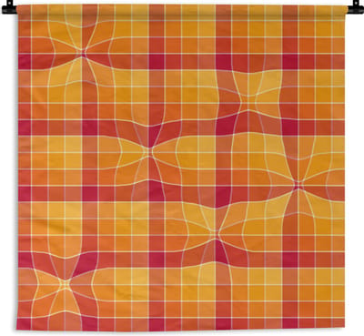 Wandkleed - Wanddoek - Oranje - Patronen - Abstract - 90x90 cm - Wandtapijt